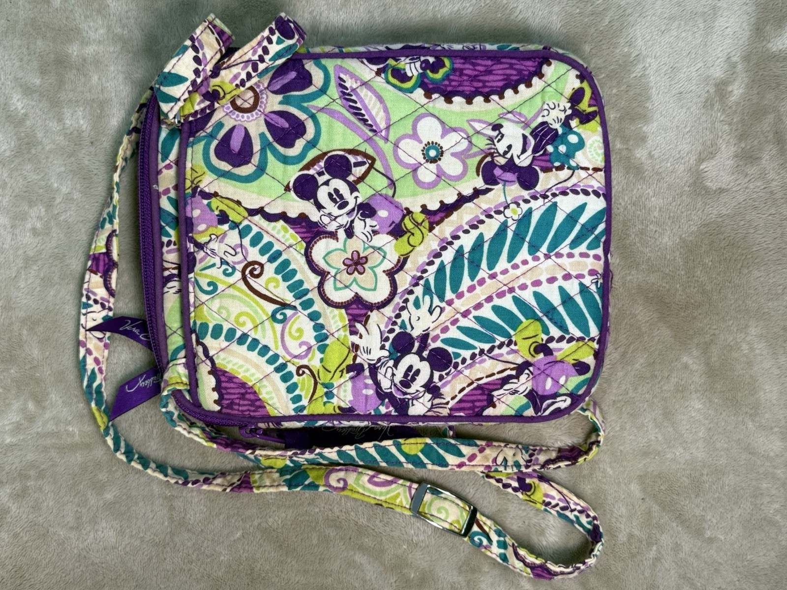 Vera Bradley Disney Parks "Plums Up Mickey Minnie" Small Crossbody Mini Hipster