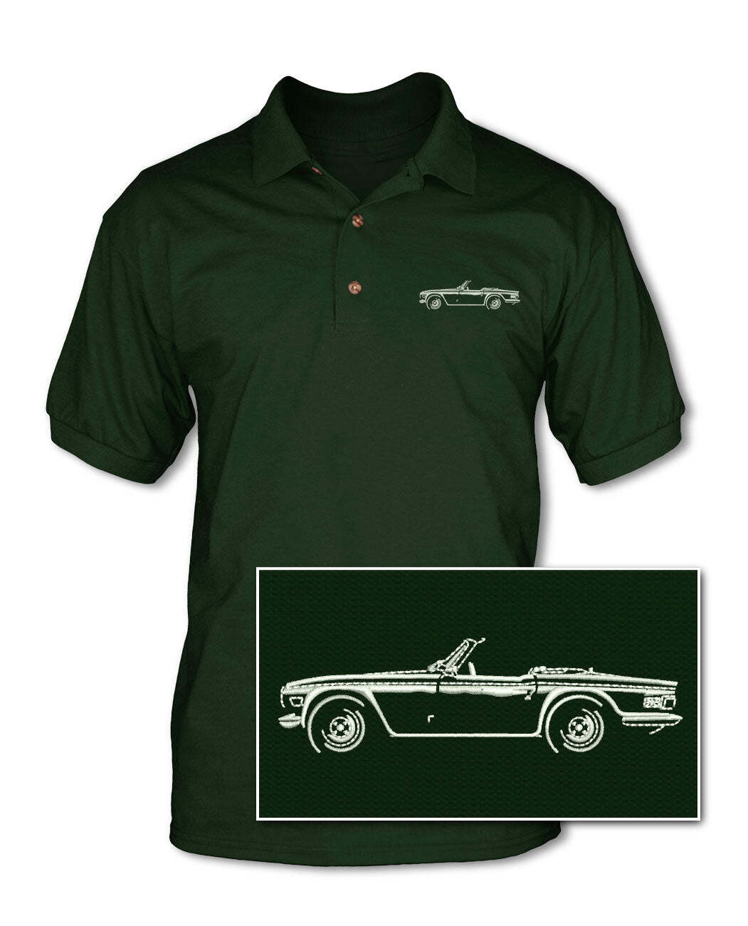 Triumph TR6 Convertible Adult Pique Polo Shirt Side View
