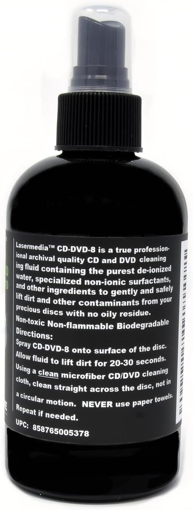 CD DVD Cleaning Solution Fluid (Not a Scratch Remover) 8 Ounce (237 ML) Spray Bo