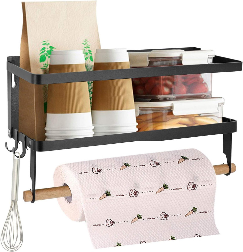 Magnetic Fridge Spice Rack- Space Saving Organizer Black Shelf on Refrigerator,