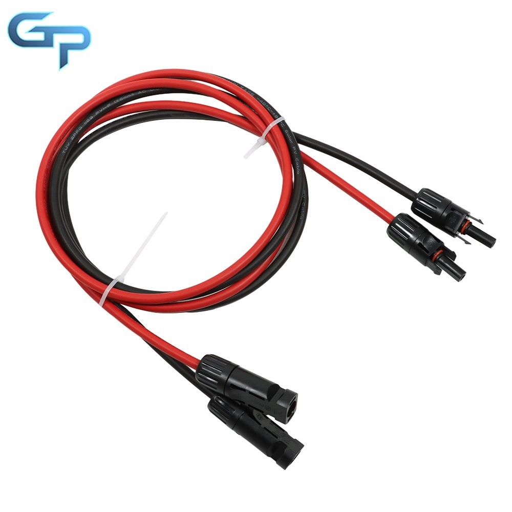 1 Pair Durable 10AWG 5FT Black + Red Solar Panel Extension Cable Wire Connector