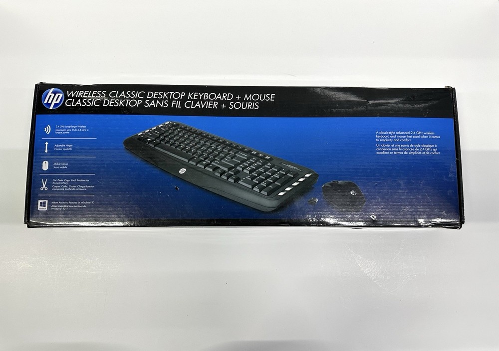 HP Wireless Keyboard Mouse Combo Full Size Black Open Box Damaged Box