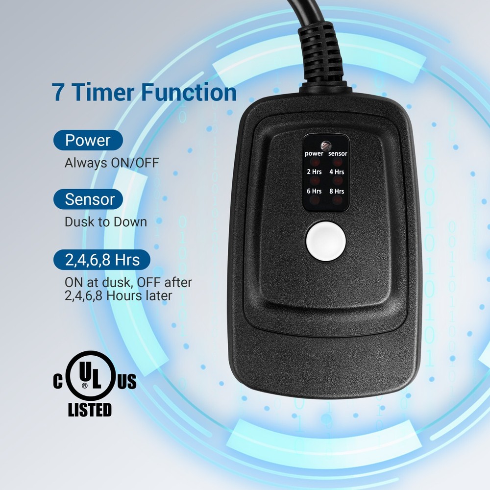 Outdoor Light Sensor Timer, Waterproof Plug in Dusk to Dawn Outlet Timer Switch
