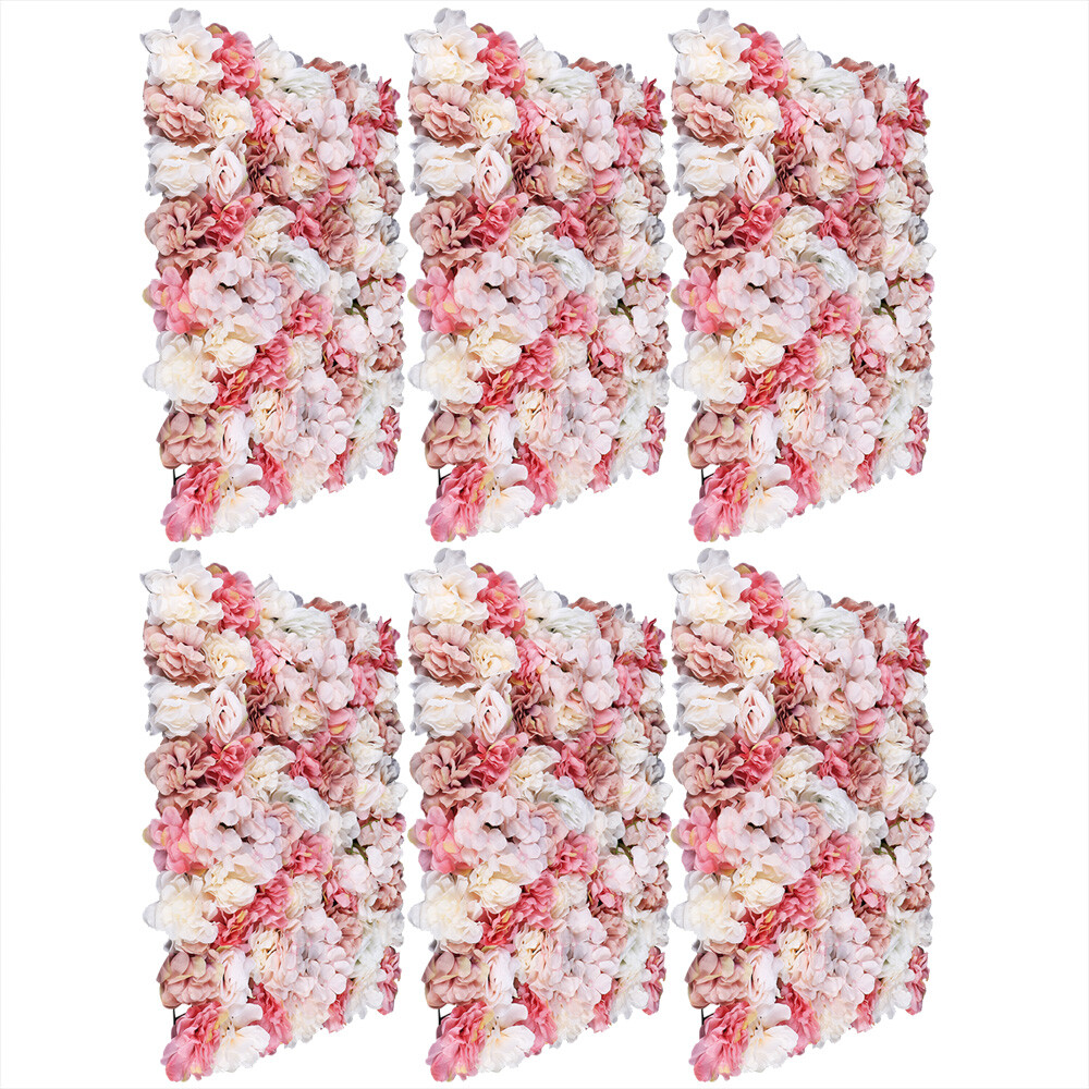 6pcs Artificial Rose Flower Wall Hydrangea Panel Background Wedding Party Decor