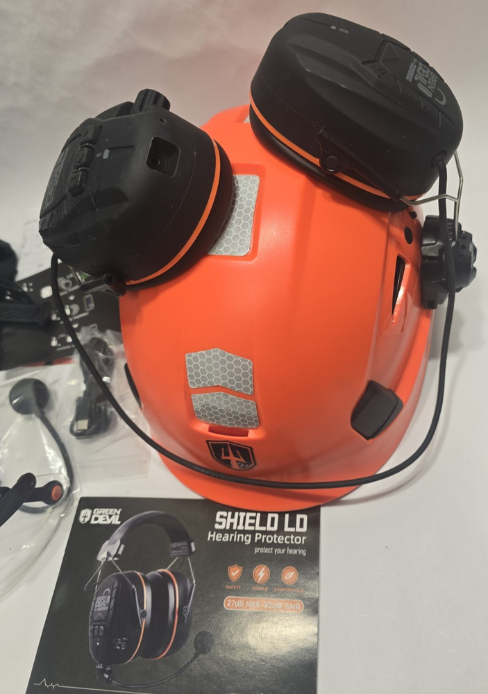 ORANGE DEVIL SHIELD ACTIVE HEARING PROTECTION HELMET SET