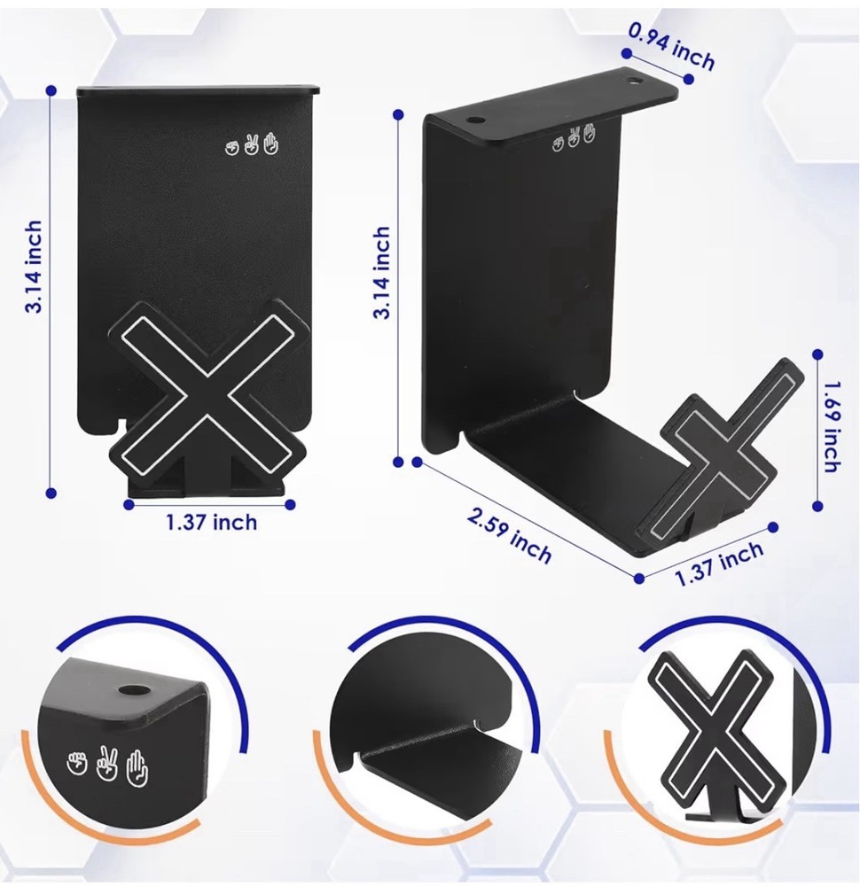 2 Pack! HC128 Headset Controller Holder Hanger Desk, Wall Includes Adhesive