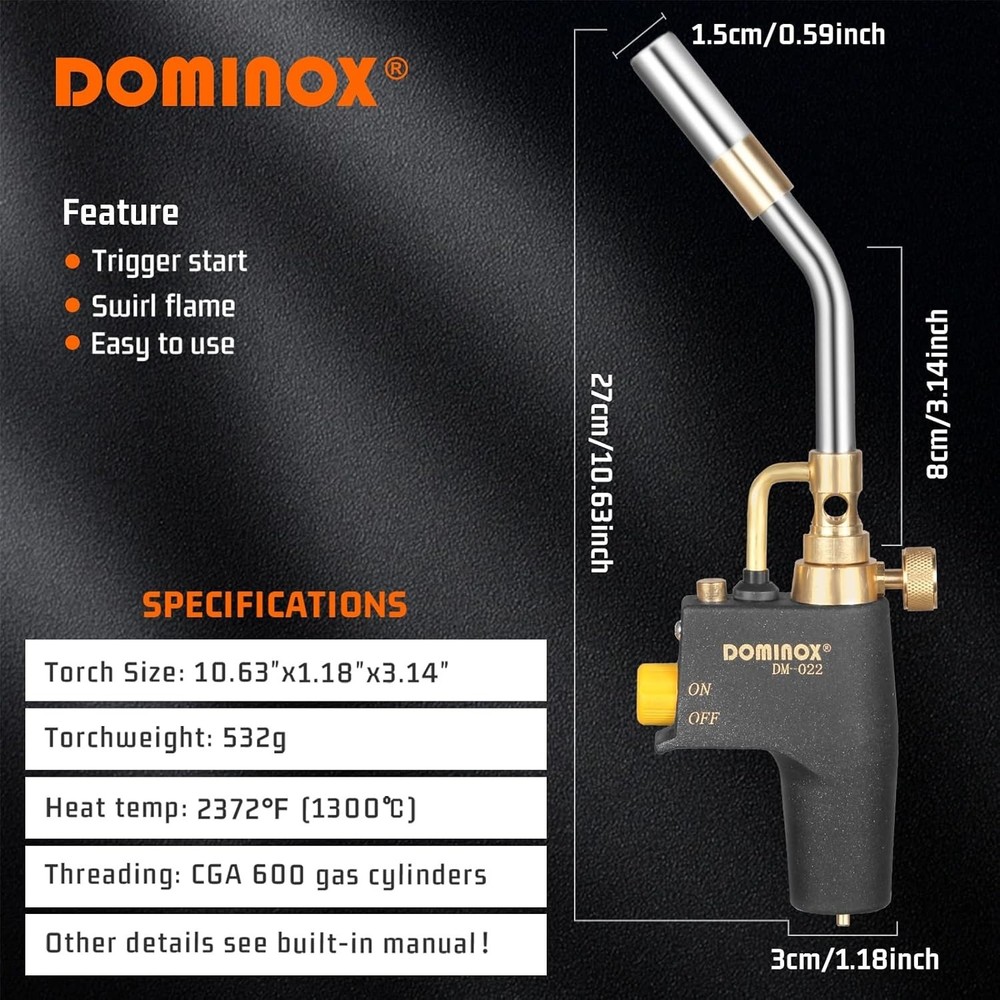 High-Intensity Propane Torch Head with Trigger Start for Precise Ignition