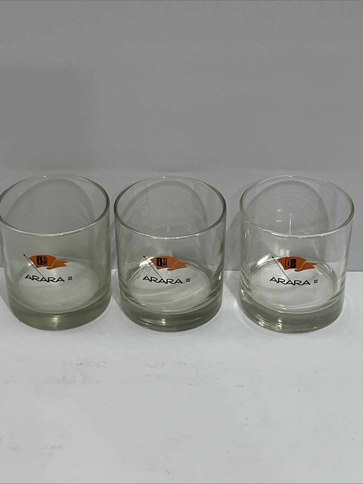 Rare Arara II Set Of 3 Rocks Drink Glasses Super Yacht. Boating, Dive Boat