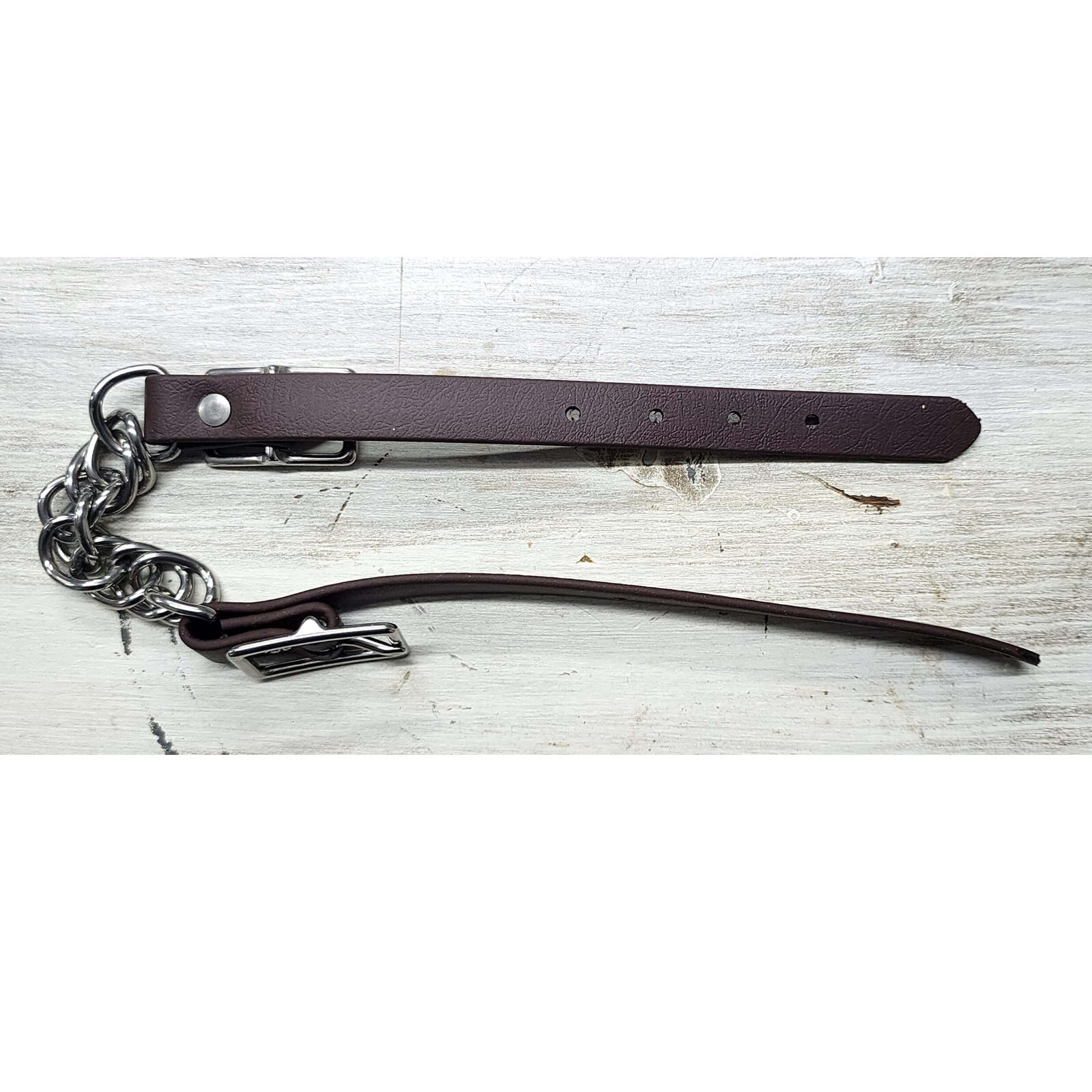 New Biothane Dark Brown Chrome Twisted Wire Curb Chain