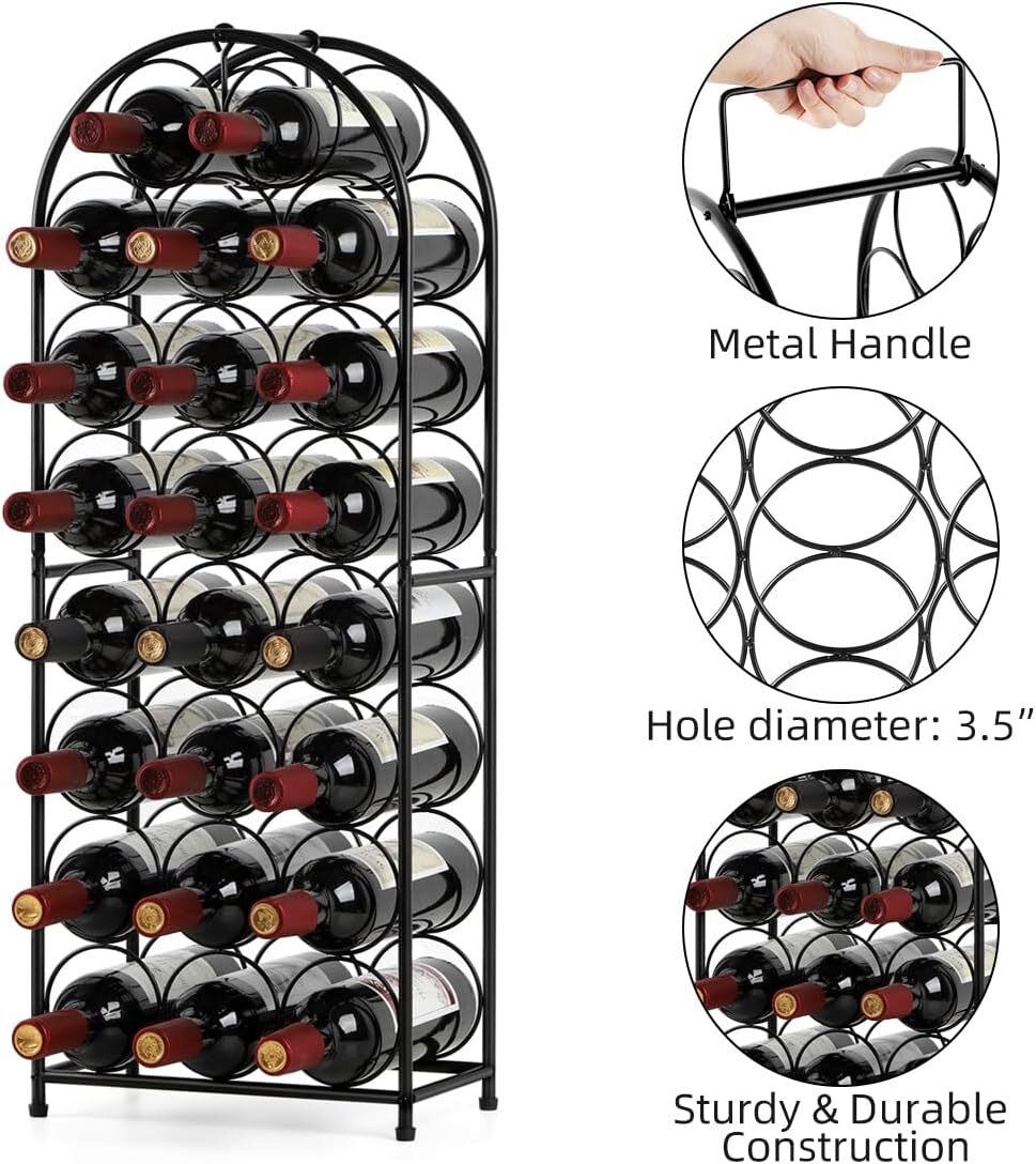 23 Bottles Arched Freestanding Floor Metal Wine Rack Wine Bottle Holders Stand