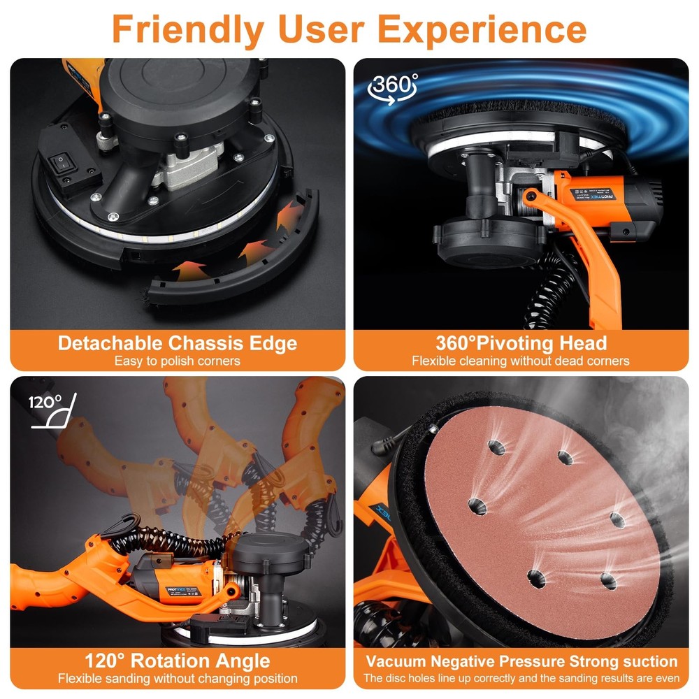 Drywall Sander, 1000W Popcorn Ceiling Removal Tool, Automatic Drywall Sander ...