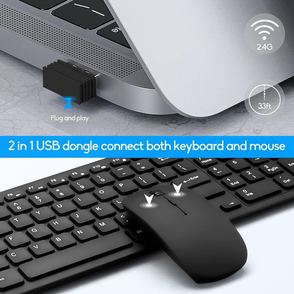 Combo Teclado y mouse Inalambricos para Windows, Android TV Box/Raspberry / PC