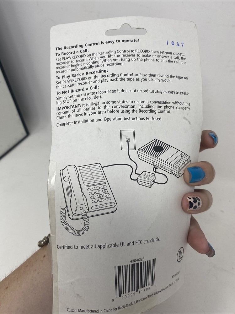 RadioShack Telephone Recording Control In open package