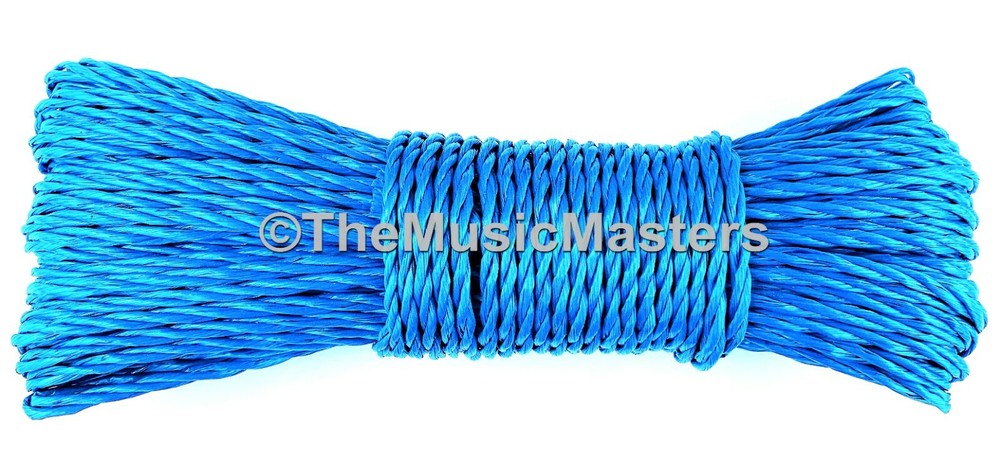 (2) Blue 50ft Twisted Poly UTILITY ROPE Line Cargo Tie Down Cord Twine String