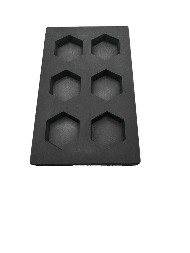 Graphite Ingot Mold for Casting (6) Cavity 5 oz Gold Hex