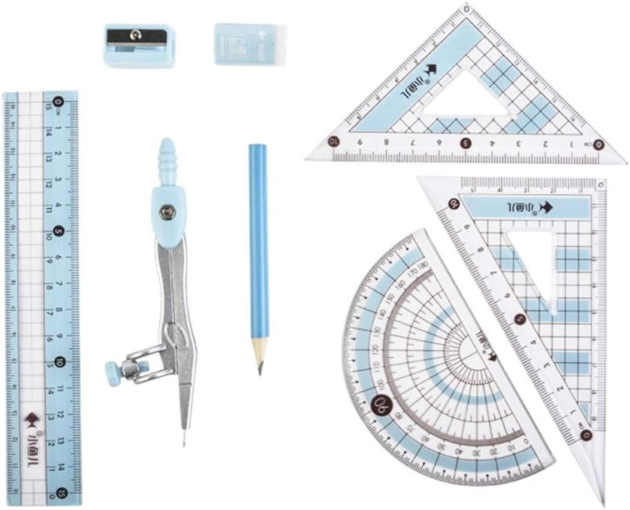 8 Pcs Compass/Math Set for Students with Shatterproof Storage Box, Geometry Set