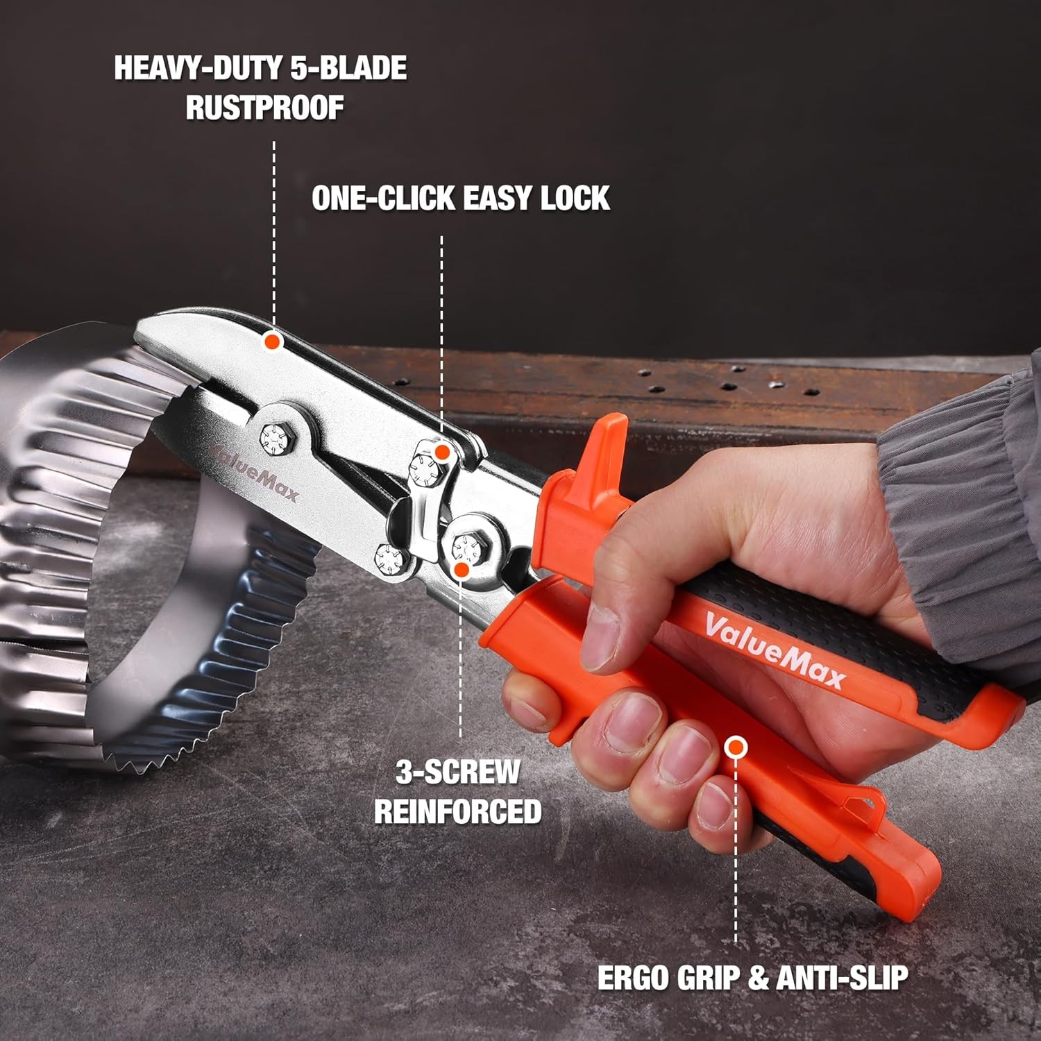 ValueMax 5-Blade Hand Crimper Gutter Crimping Tool and Sheet Metal Crimper USA