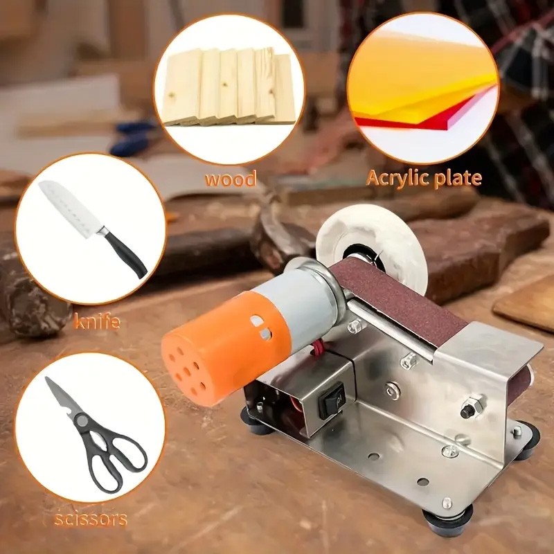 Mini Electric Grinder Belt Sander Polishing Grinding Knife DIY Sharpener Machine