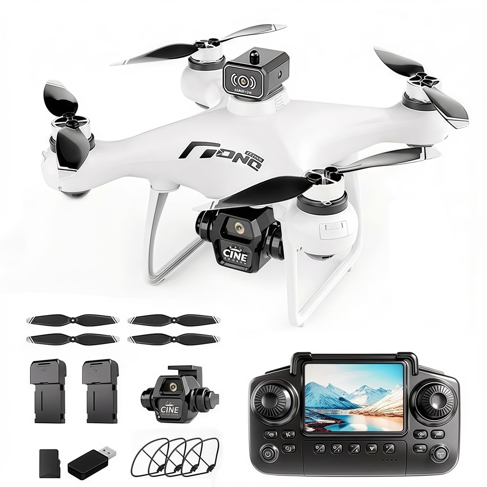 elecci E55 Air Drone with Screen Controller SD Card, 2 batteries - White