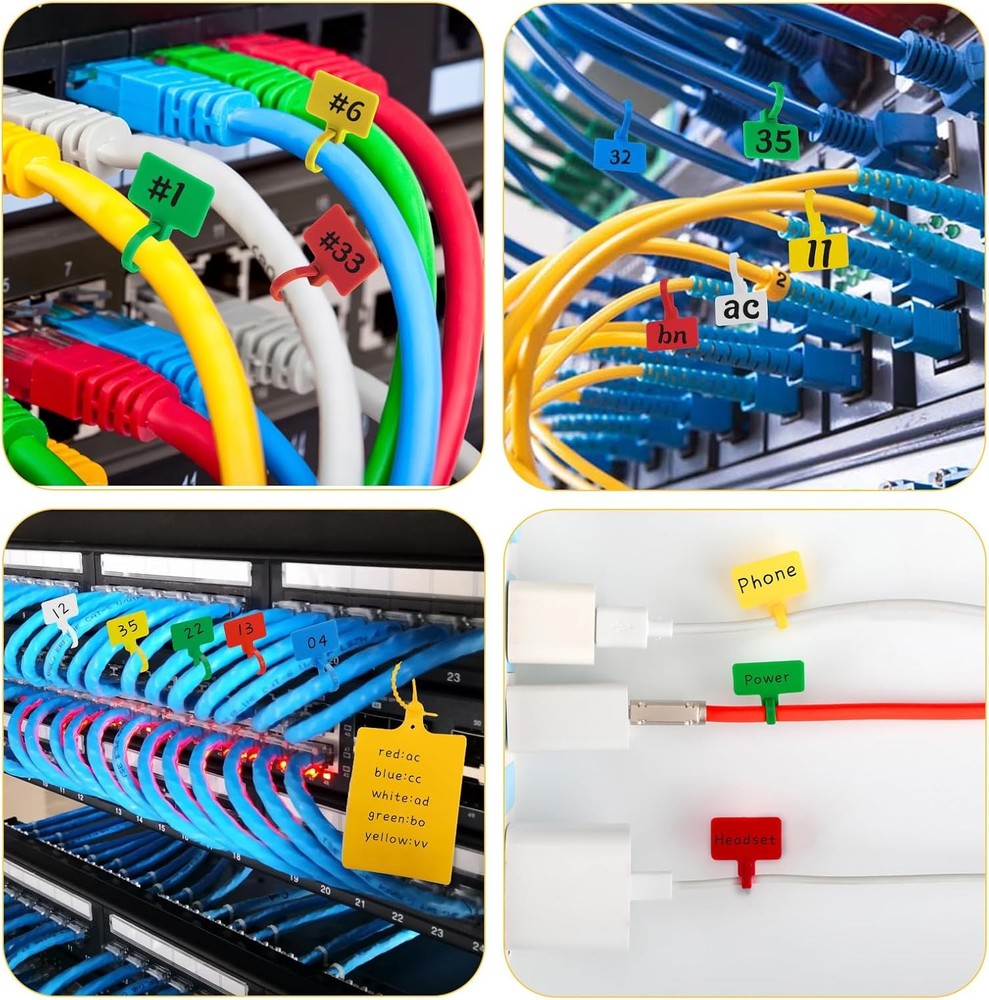 Cable Marker Tie Tags, 104Pcs Self-Locking Zip Tags Write on Label, Nylon Wire