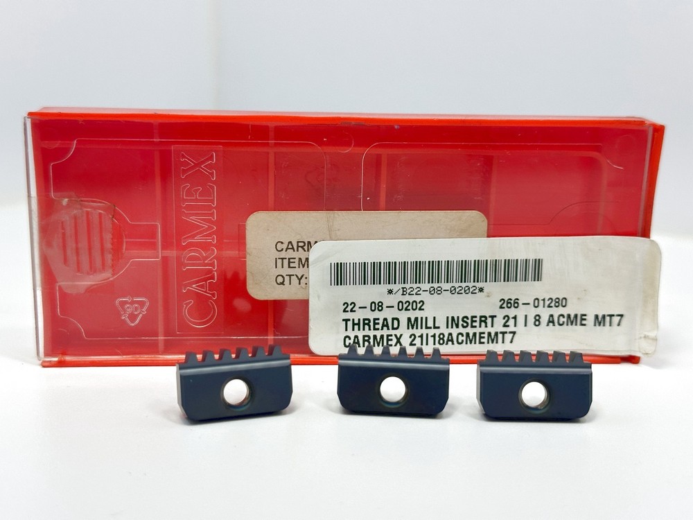 CARMEX 21 I 8 ACME New Carbide Threading Inserts Grade MT7 3pcs