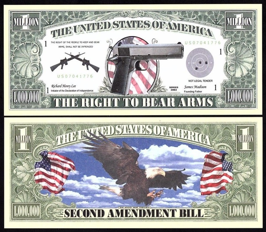 SECOND AMENDMENT BILL ONE MILLION DOLLARS UNC NOVELTY MONEY NOTE