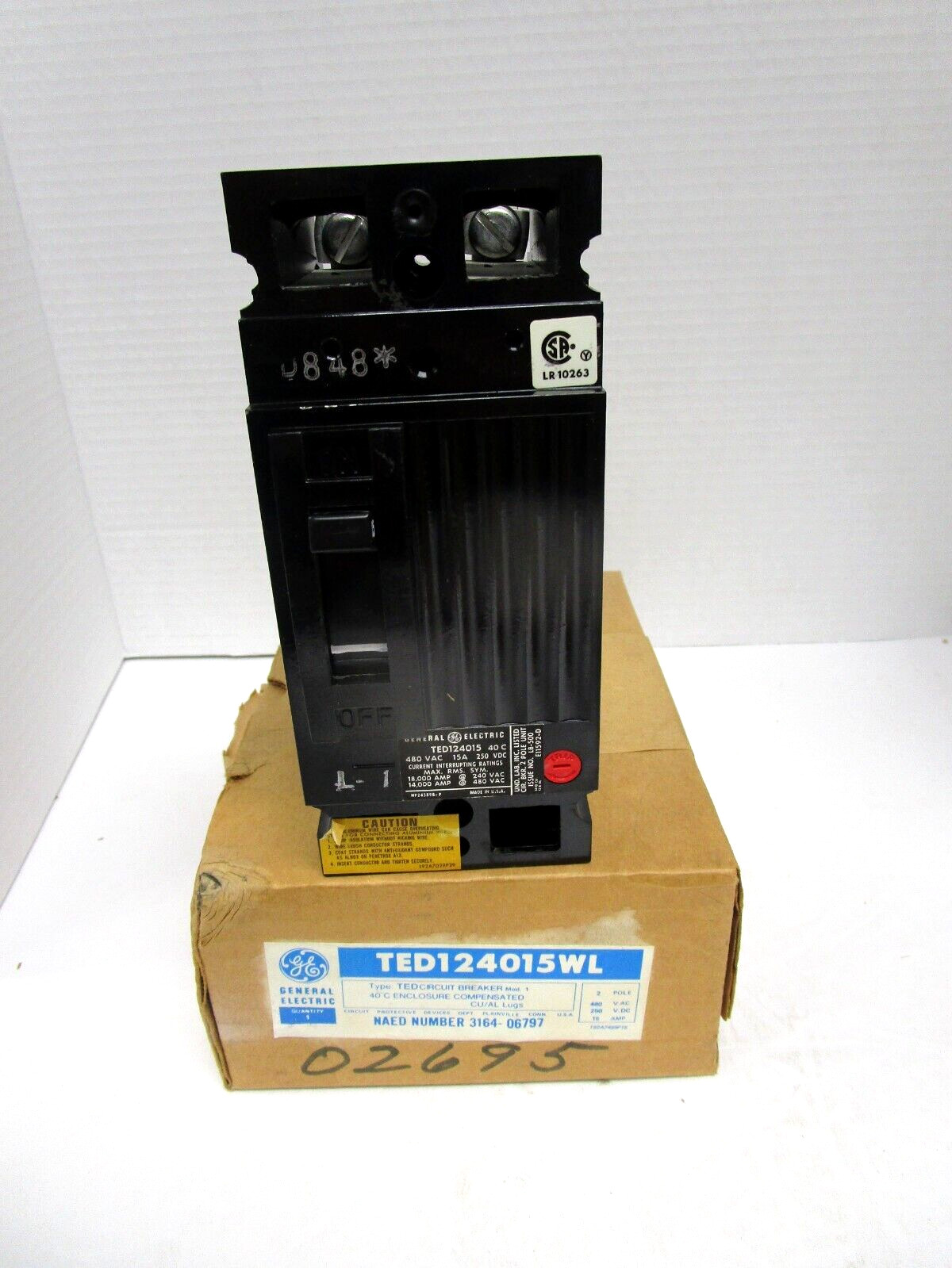(1) General Electric TED124015WL TED Circuit Breaker Model 1 2Pole