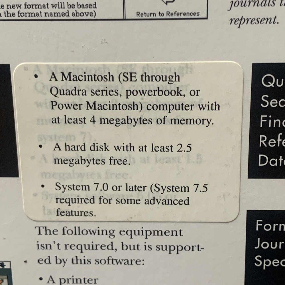 BookEnds Pro Macintosh OPEN BOX Manage Your References Westing Software 1994