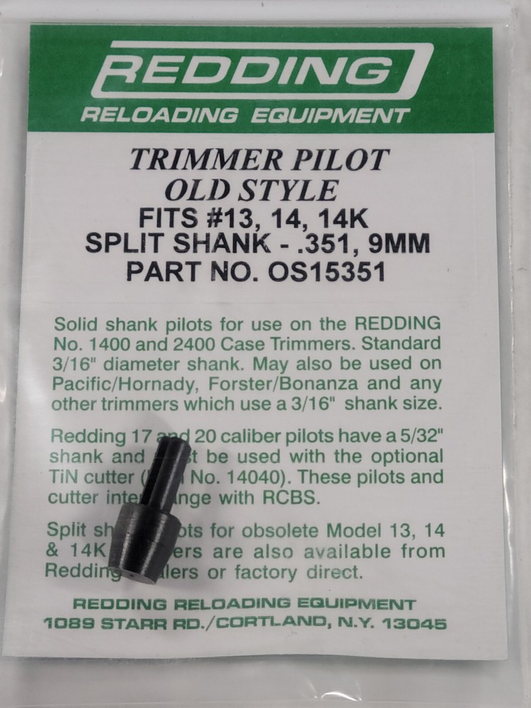 OS15351 REDDING OLD STYLE TRIMMER SPLIT SHANK PILOT 9MM - NEW
