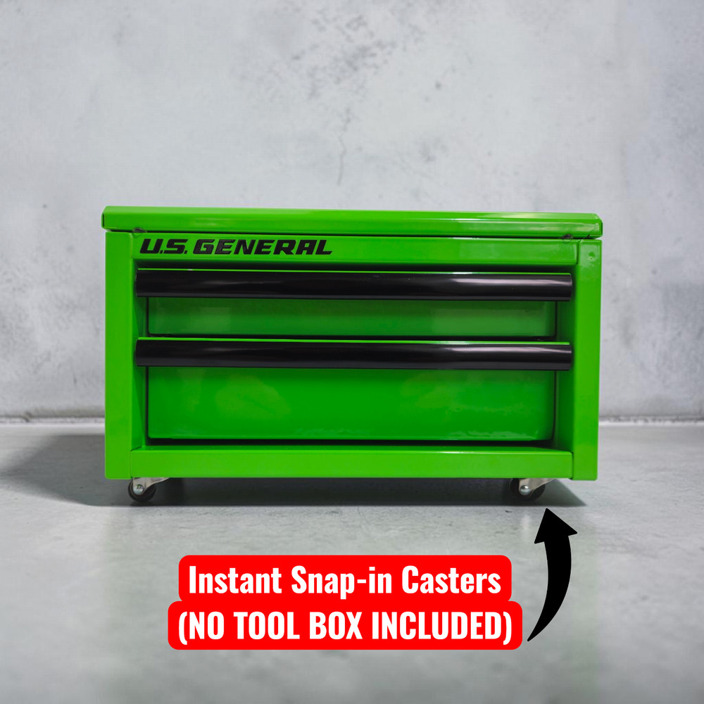 Snap-in Instant Caster Set for US General Mini Tool Boxes - No Drilling!