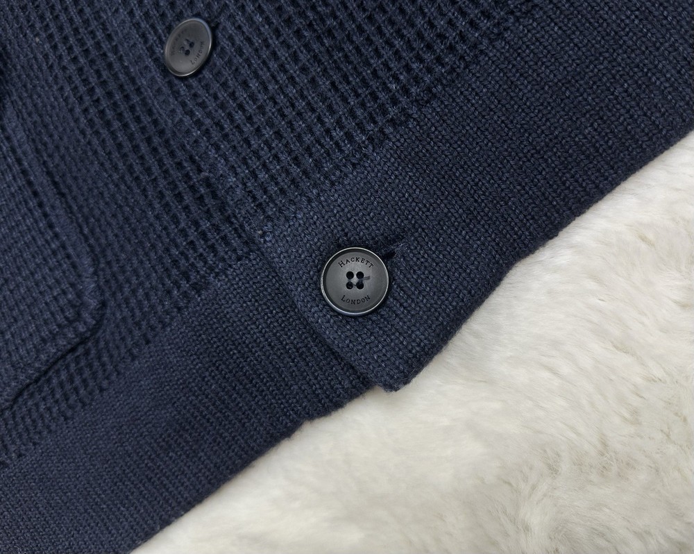 Hackett London knit waffle button wool jacket / size S