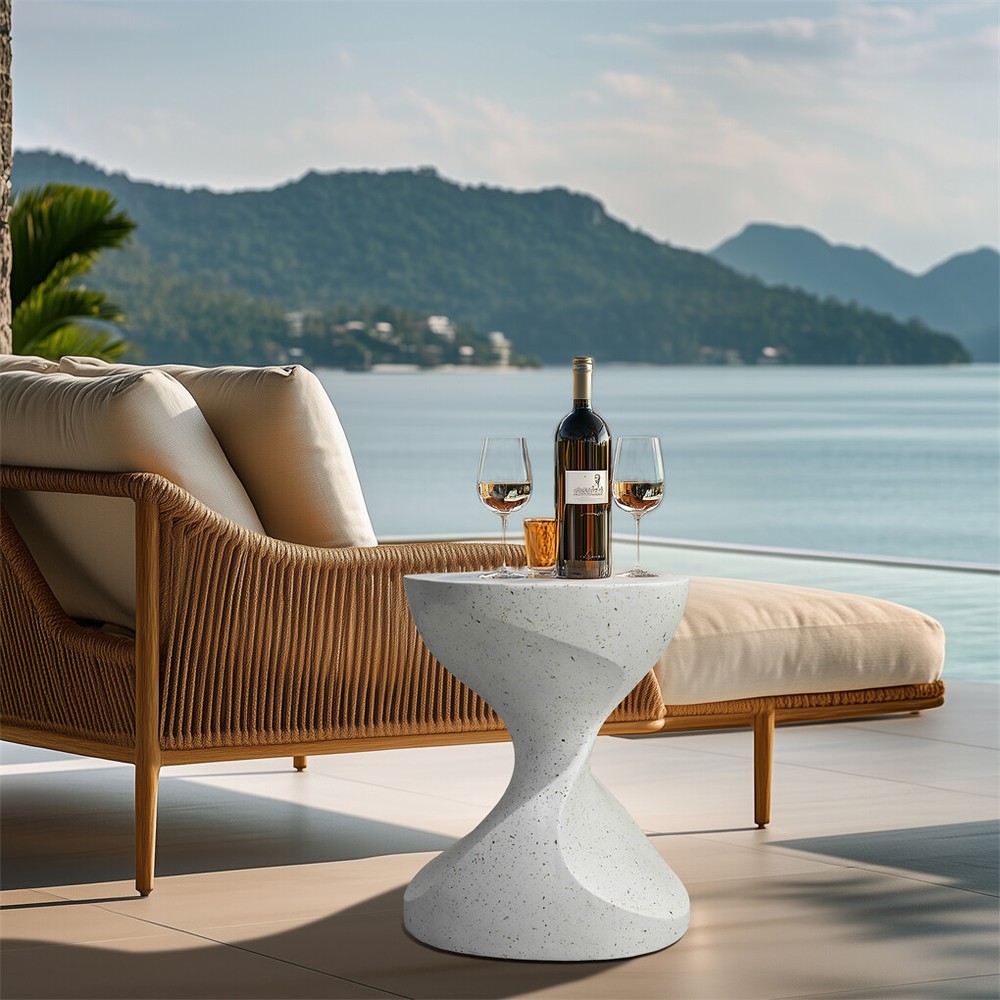 Unique Twisted Shape Lightweight Concrete Side Table Coffee Table Outdoor Patio