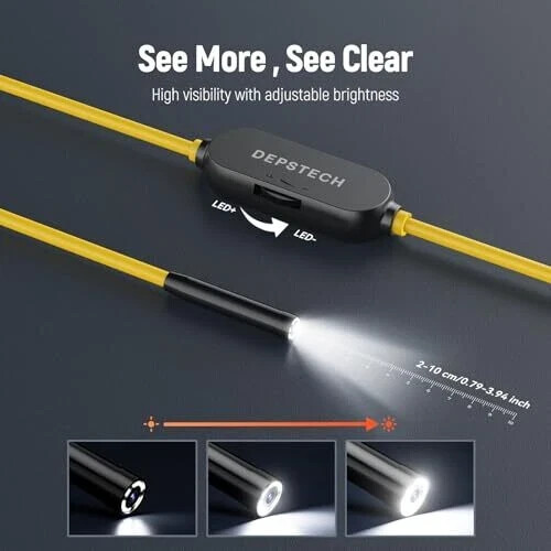 DEPSTECH Endoscope Camera with Lights 7mm Slim Probe Borescope Inspection Ca