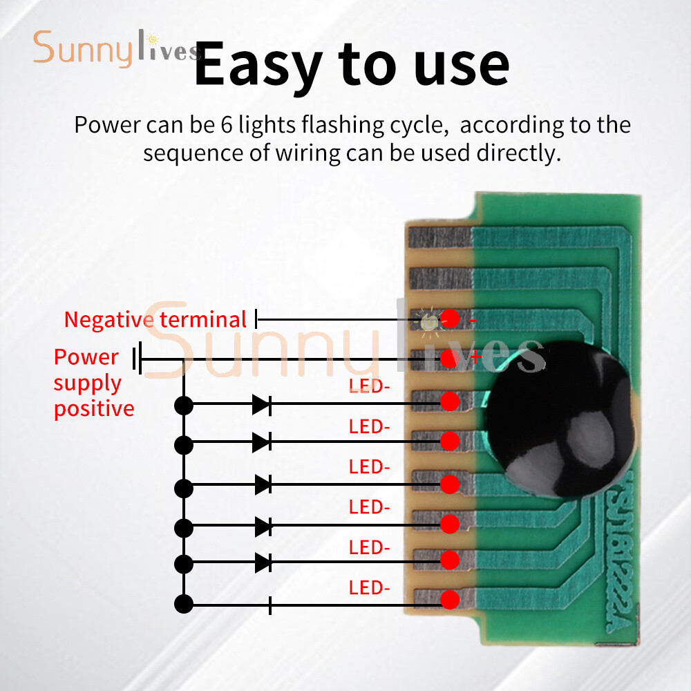 5 piece DC3-5V 6-Channel LED Cycle Flashing Scrolling Light Control Module DIY