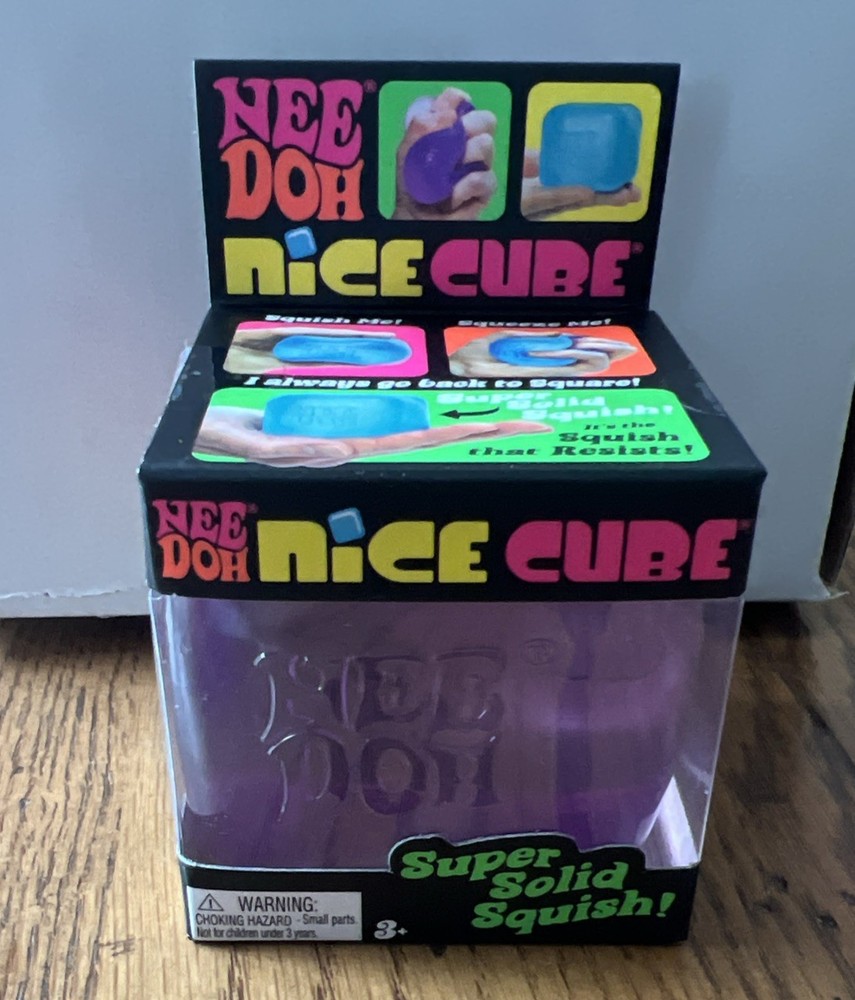 NEW Nee Doh Nice Cube Super Solid Squish Purple Sensory Toy Needoh Squishy