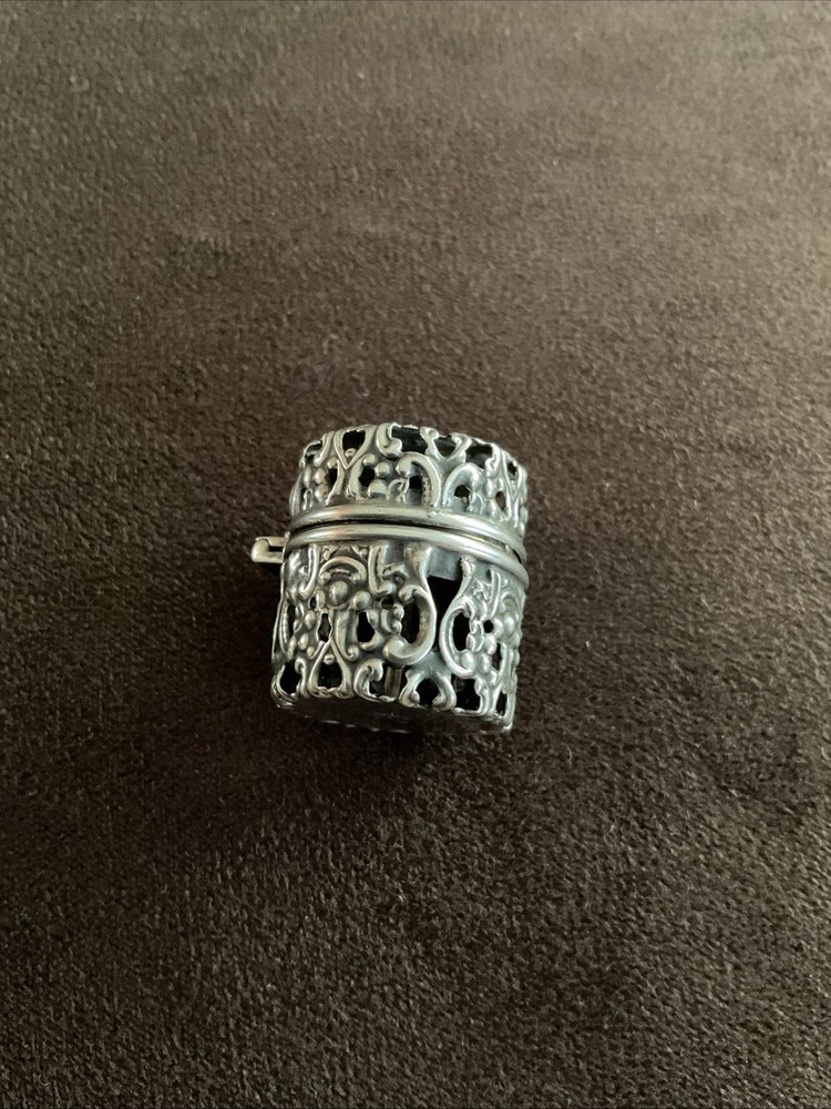 Antique Webster Sterling Silver Chatelaine Thimble Case Holder with Hanging Loop