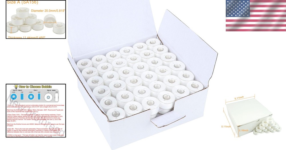 144pcs Soft White Prewound Bobbin Thread for Sewing