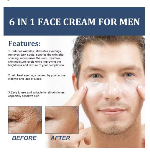 Particle Face Cream For Men 6 In 1 Anti Aging Cream Fights Eye Bags Dark Spots