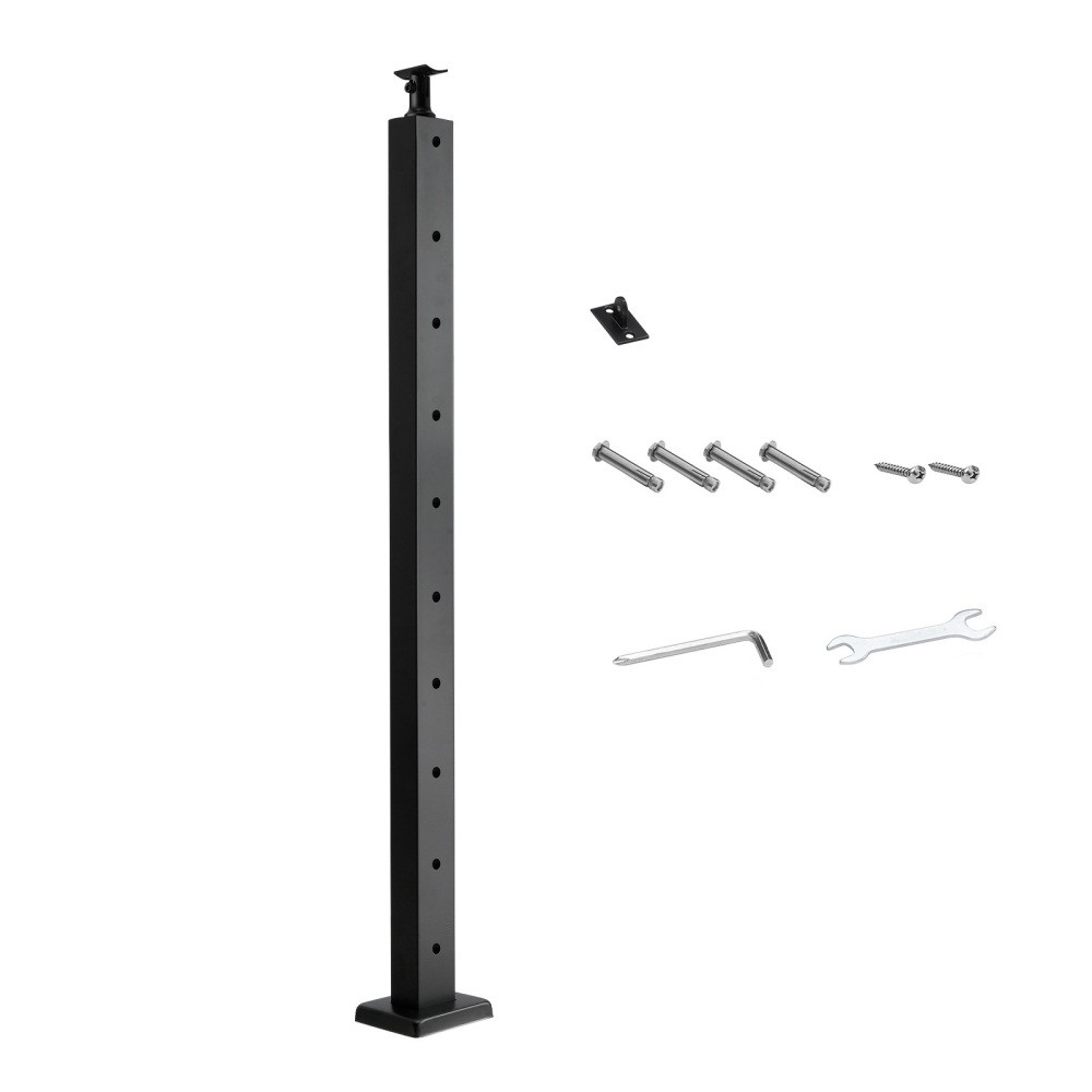 36" Black Stainless Steel Cable Railing Post w/ Mounting Bracket - Easy Install