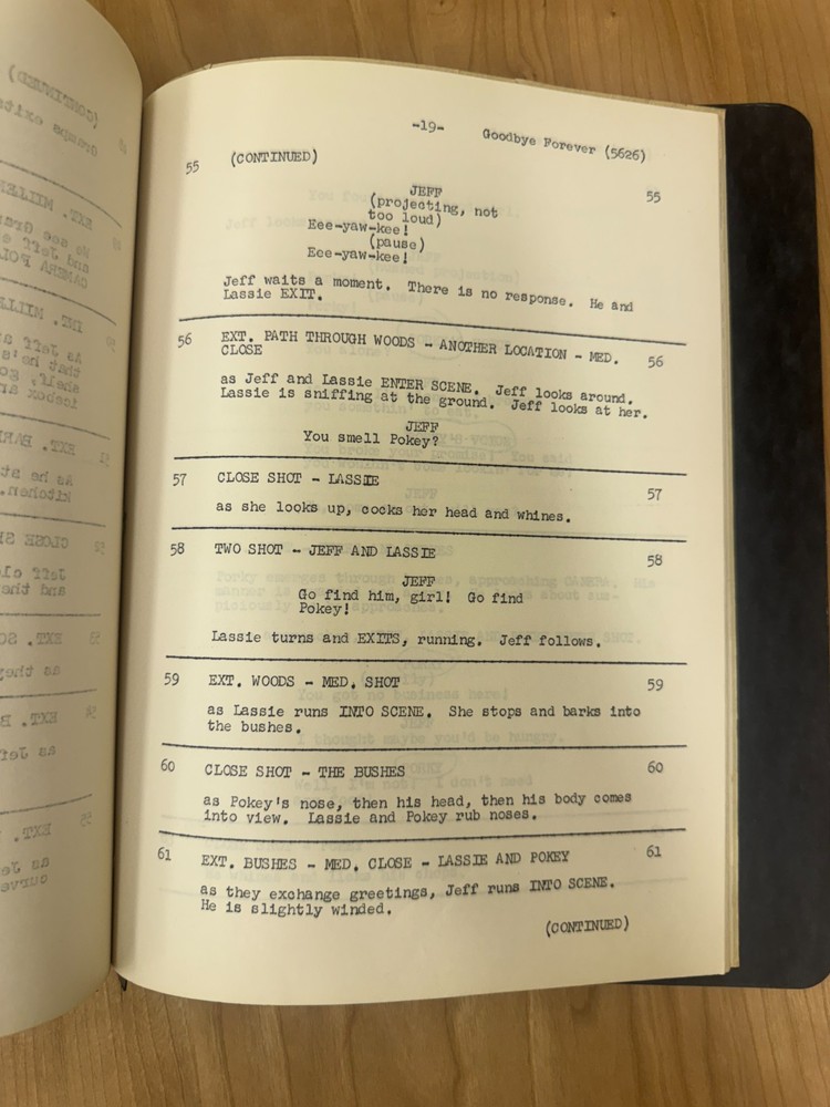 Rare - LASSIE Original Tv Show Script w/COA! "Goodbye Forever"