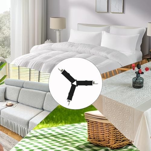 panthra 4 PCS Bed Sheet Holders for Corners, Adjustable Fitted Sheet Holders