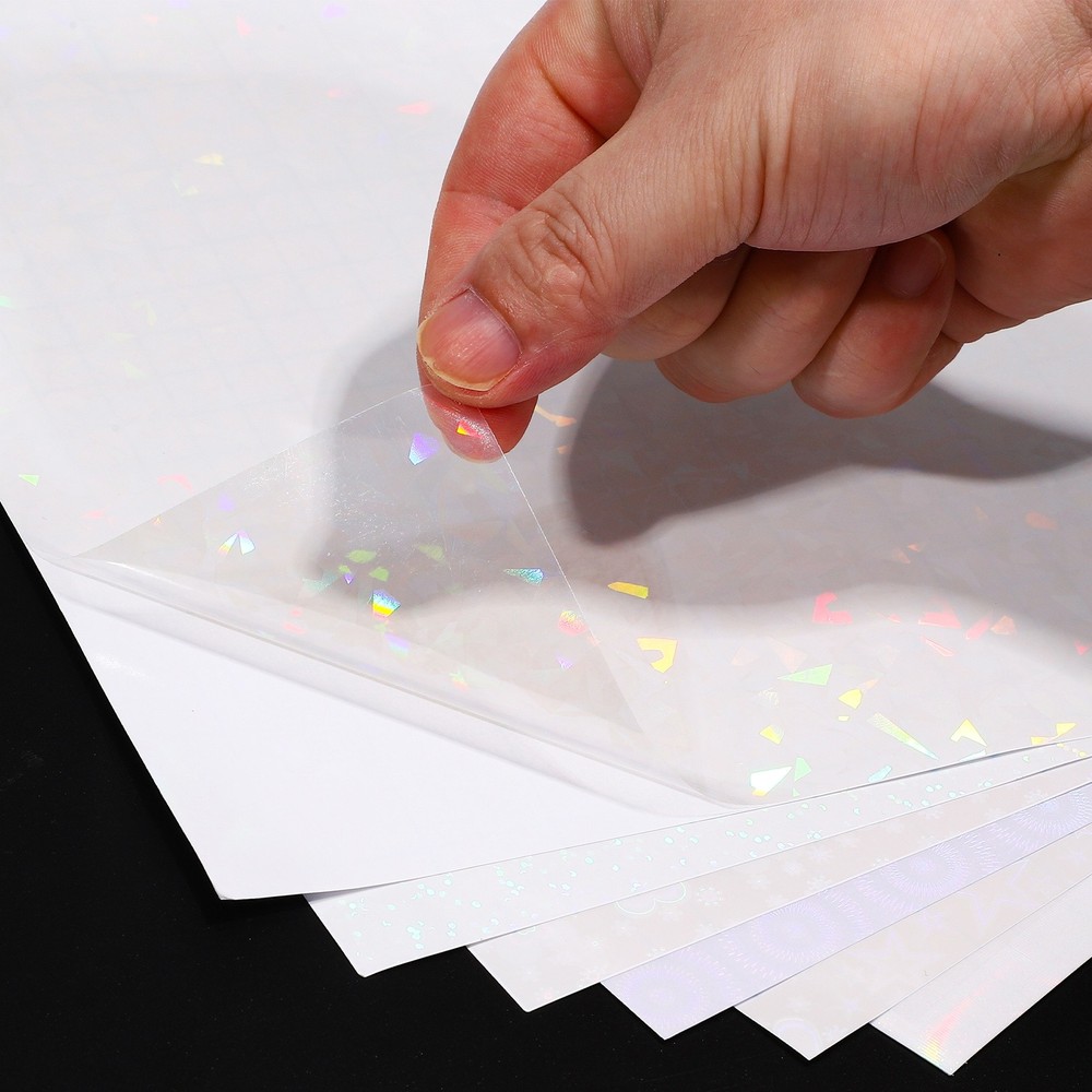 12x8in Holographic Laminate Sheets 6Pcs Sticker Paper Circle Pattern