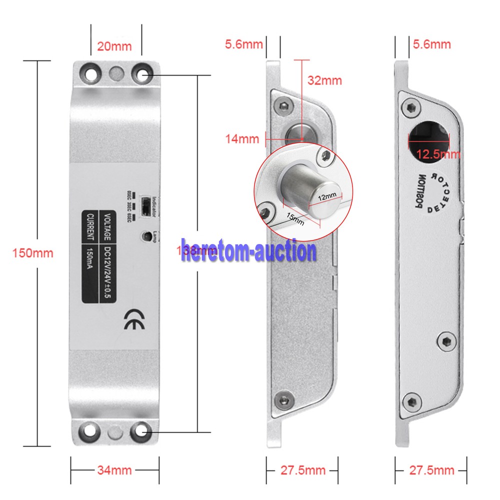 DC12V Electric Drop Bolt Lock for Door Access Control System NC Fail-Safe
