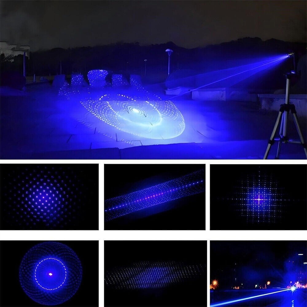 5W Adjustable High Power Blue Llight Laser Pointer Visible Dot Torch Light New