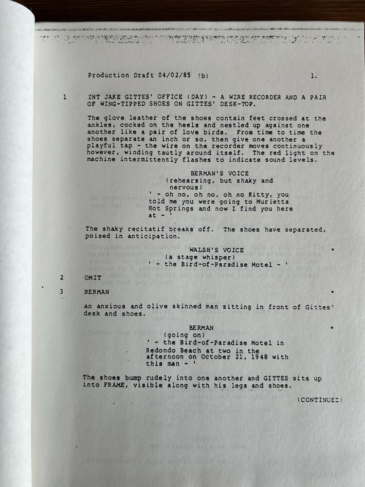 Jack Nicholson THE TWO JAKES Robert Towne Second Draft 1985 Revised Film Script