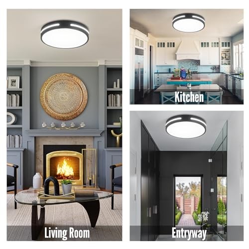 LED Ceiling Light Flush Mount 24W Kitchen Light Fixture Ceiling 12INCH Black