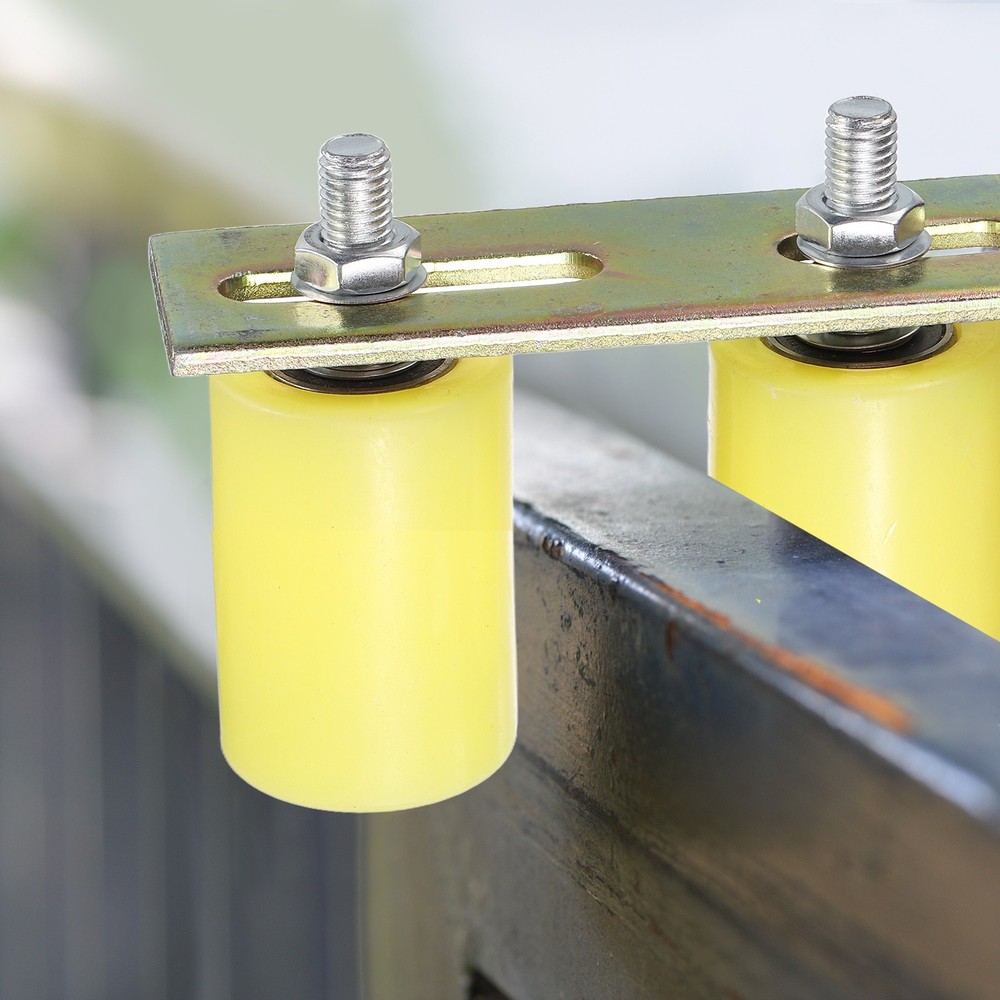 1Set Slide Gate Guide Roller, 2-3/8"x3-1/8" Nylon Gate Support & Bracket, Yellow