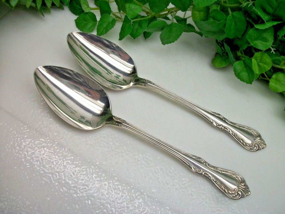 Oneida Wm A. Rogers CHALICE Harmony Silverplate Solid Serving Spoons 1958