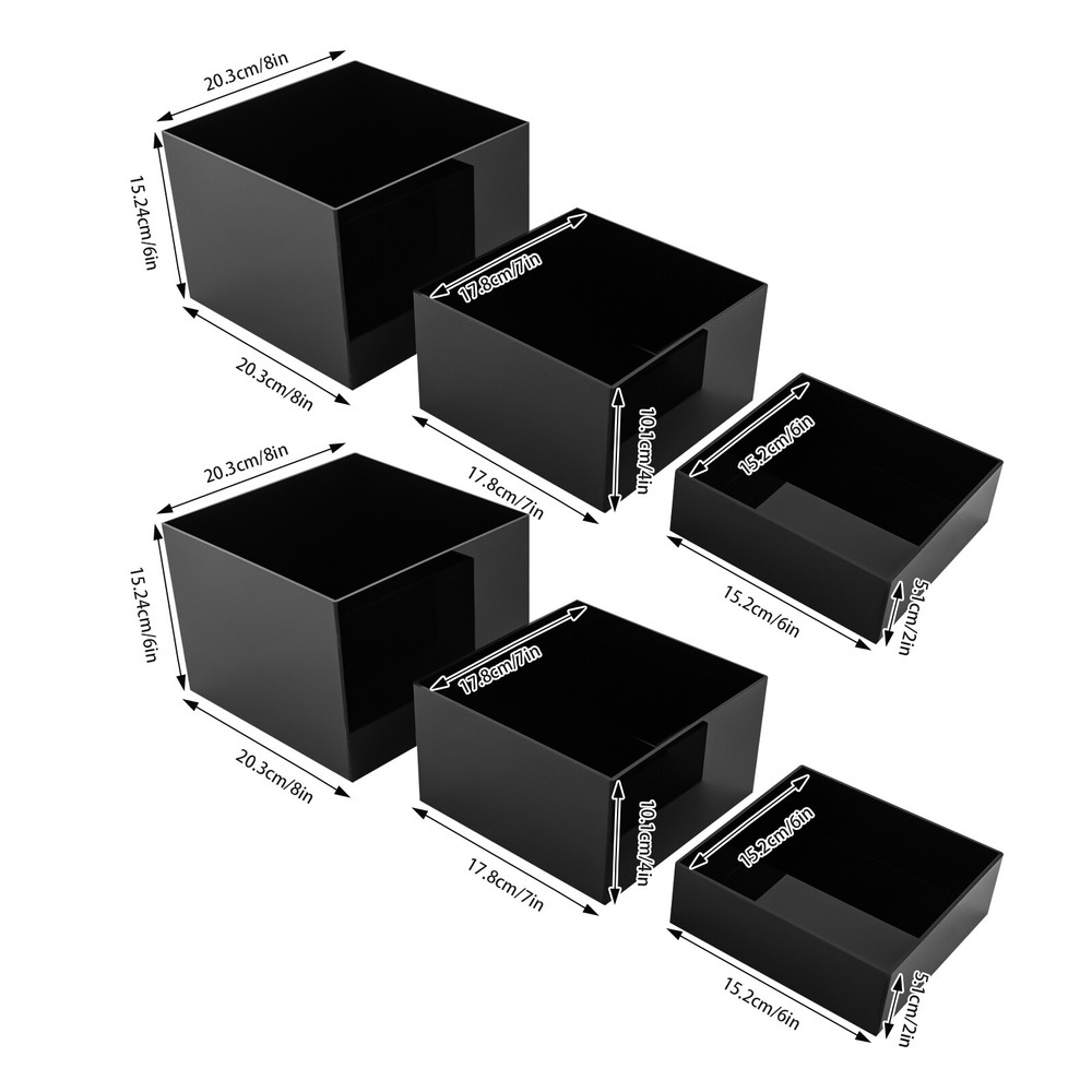 6Pcs Acrylic Display Risers Acrylic Boxes Acrylic Display Nesting Cubes Black