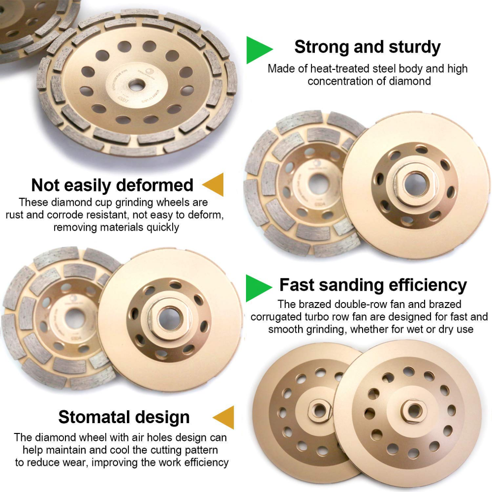 5" Diamond Grinding Cup Wheel Double Row Concrete Angle Grinder 20 segments